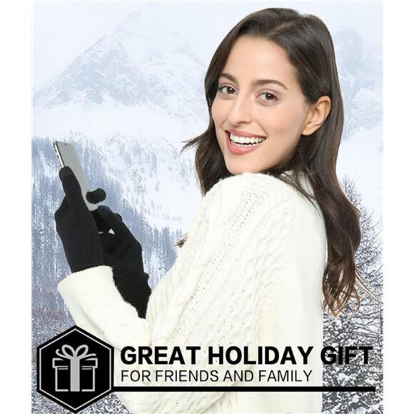 FZ FANTASTIC ZONE Women's Winter Touchscreen Wool‎ Magic Gloves Warm Knit Fleece - Picture 6 of 7